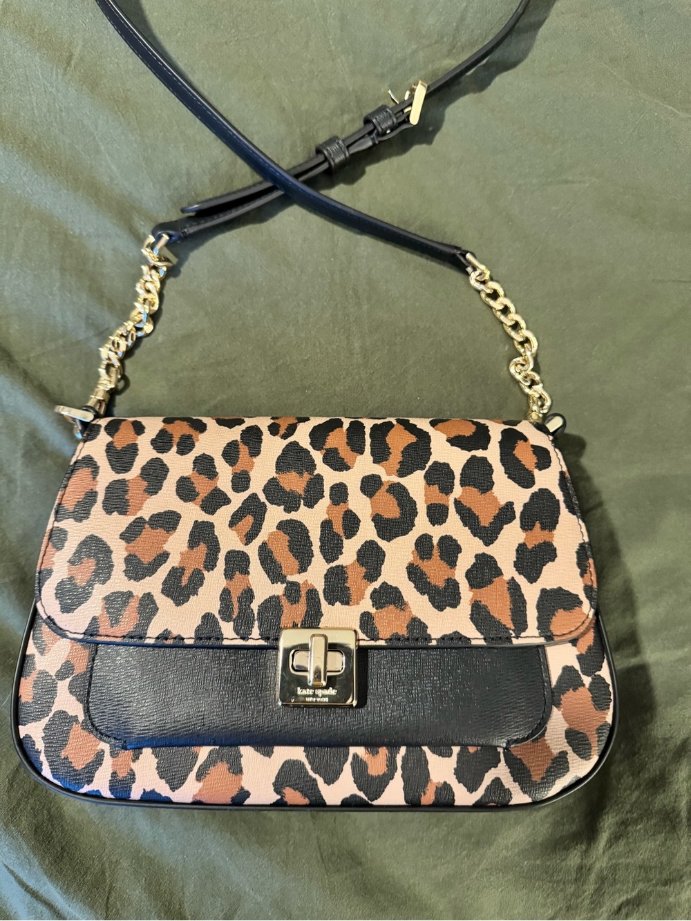 kate spade leopard-print crossbody in tan, black and brown